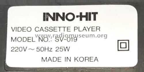 Video Cassette Player SV-019; Inno-Hit Innohit (ID = 2644168) Reg-Riprod