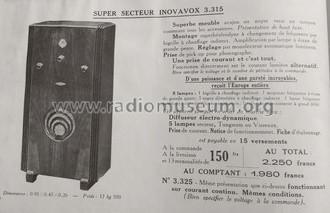 Super Secteur Inovavox 3315; Inovat - voir aussi (ID = 1762165) Radio