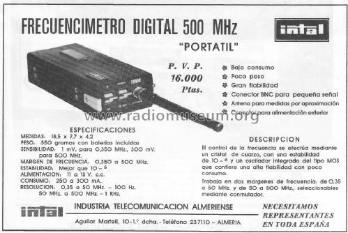 Frecuencimetro FD500; INTAL; Industria de (ID = 1195722) Equipment