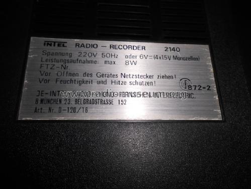Radio-Recorder 2140; Intel, Interelectric (ID = 1697608) Radio