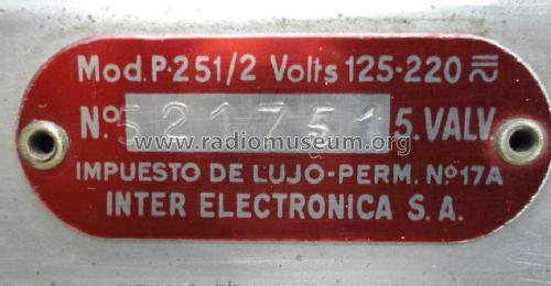 Haiti M.A. P-251/2; Inter Electrónica, S (ID = 1200963) Radio