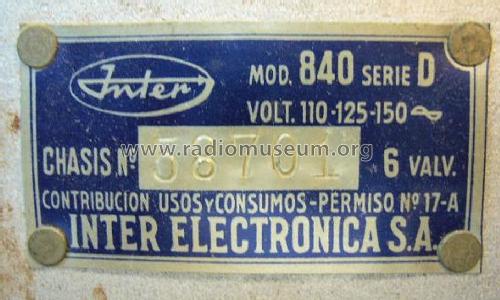 Komet 840-D; Inter Electrónica, S (ID = 1361501) Radio