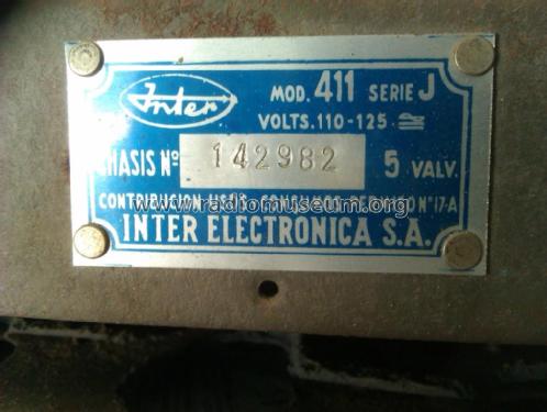 Berna 411-J; Inter Electrónica, S (ID = 2301529) Radio