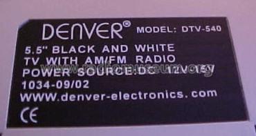 Denver 5.5' Black and White TV with AM/FM Radio DTV-540; Denver Electronics, (ID = 1740756) TV Radio