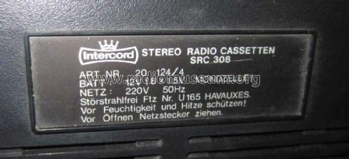 Stereo 4-Band Radio-Cassetten-Recorder SRC 308 Art.Nr. 20 124; Intercord; Stuttgart (ID = 3014500) Radio