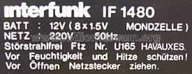 Stereo Radio Recorder IF 1480; Interfunk (ID = 603191) Radio