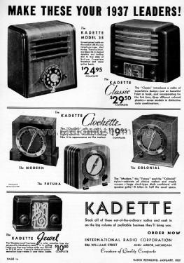 Kadette 21 Moderne Clockette; International Radio (ID = 1027339) Radio
