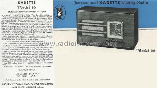 Kadette 36 ; International Radio (ID = 567297) Radio