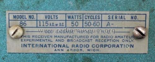 Kadette 86 ; International Radio (ID = 1705794) Radio