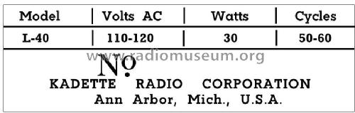 Kadette L-40 ; International Radio (ID = 2932353) Radio