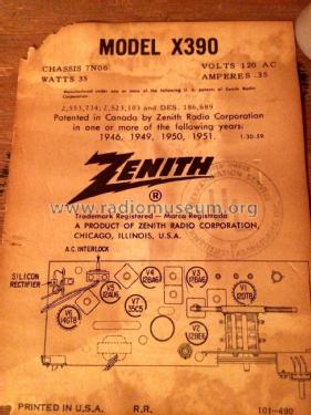 X390 Clock Radio Ch= 7N06; Zenith Radio Corp.; (ID = 2169710) Radio