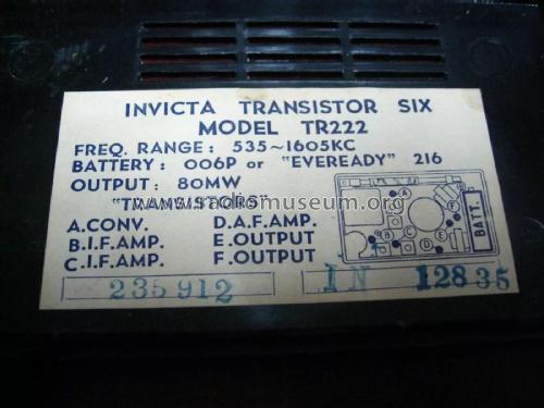 Transistor Six TR-222; Invicta Toyomenka, (ID = 3064384) Radio