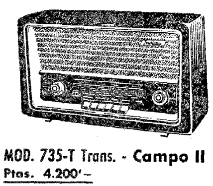 Campo II T-735; Invicta Radio, (ID = 1961200) Radio