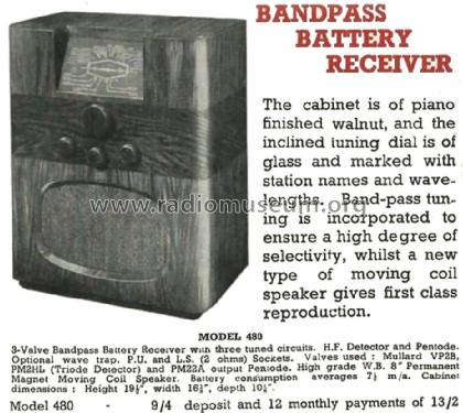 Bandpass Battery Receiver 480; Invicta Radio Ltd.; (ID = 1654927) Radio