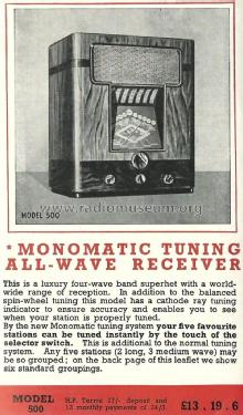 Monomatic 500; Invicta Radio Ltd.; (ID = 1654731) Radio