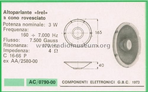 Altoparlante a Cono Rovesciato C 16-66 P; IREL - Industrie (ID = 3096210) Altavoz-Au