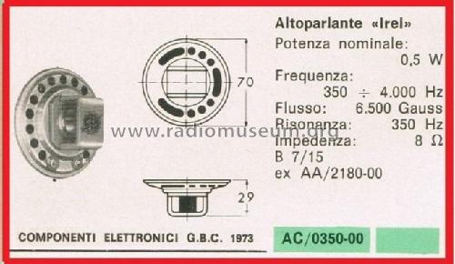 Altoparlante B 7/15; IREL - Industrie (ID = 3092846) Parlante
