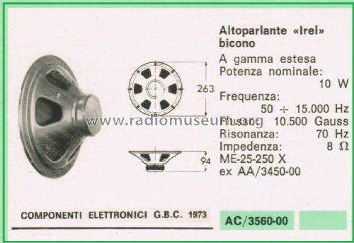 Altoparlante Bicono a Gamma Estesa ME-25-250 X; IREL - Industrie (ID = 3113646) Speaker-P
