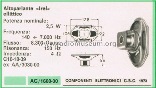 Altoparlante Ellittico C 10-18-39; IREL - Industrie (ID = 3101434) Speaker-P