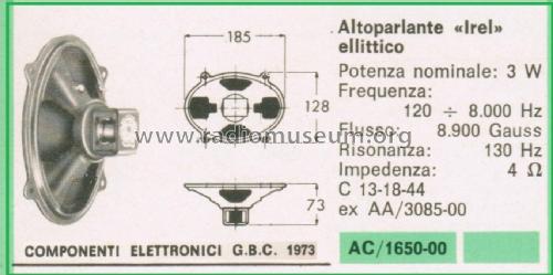Altoparlante Ellittico C 13-18-44; IREL - Industrie (ID = 3102759) Speaker-P