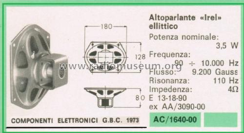 Altoparlante Ellittico E 13-18-90; IREL - Industrie (ID = 3102756) Speaker-P