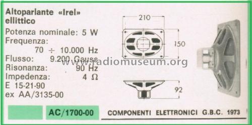Altoparlante Ellittico E 15-21-90; IREL - Industrie (ID = 3104052) Speaker-P