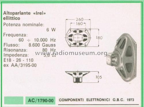 Altoparlante Ellittico E 18-26-110; IREL - Industrie (ID = 3104375) Speaker-P