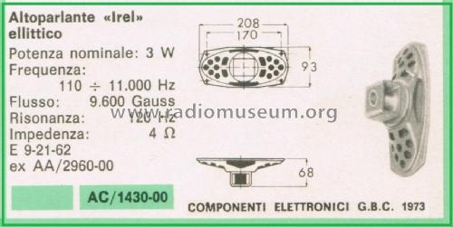Altoparlante Ellittico E 9-21-62; IREL - Industrie (ID = 3099283) Speaker-P