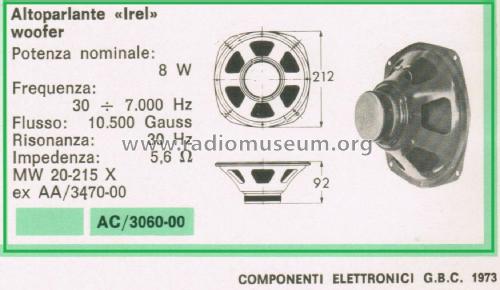 Altoparlante Woofer MW 20-215 X; IREL - Industrie (ID = 3109998) Altavoz-Au