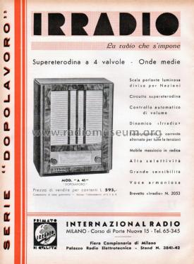 Dopolavoro A41; Irradio; Milano (ID = 2102873) Radio