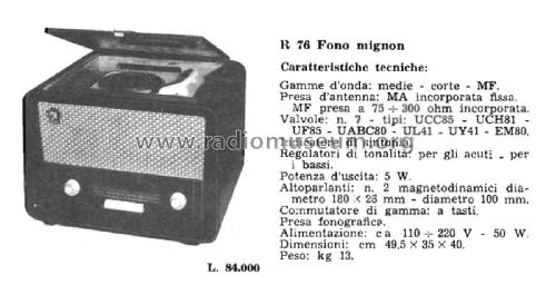 Fono Mignon R76; Irradio; Milano (ID = 2712230) Radio