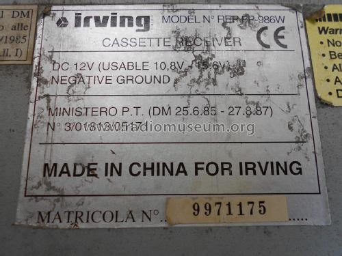 Cassette Receiver FP-986W; Irving S.p.A.; Crema (ID = 2290905) Car Radio