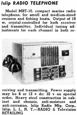 Radio Telephone MRT-10; Islip Radio Mfg Corp (ID = 1320790) Commercial TRX