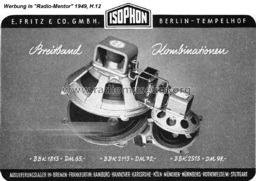 Breitband-Lautsprecher-Kombination BBK2513; Isophon, E. Fritz & (ID = 2021882) Speaker-P