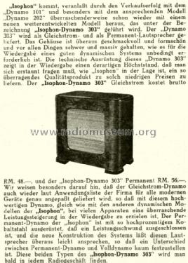 Dynamo Permanent 303; Isophon, E. Fritz & (ID = 1519973) Speaker-P