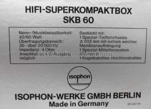 HiFi-Superkompaktbox SKB 60 N; Isophon, E. Fritz & (ID = 2192320) Parleur