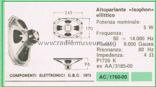 Oval-Lautsprecher P1726K; Isophon, E. Fritz & (ID = 3099293) Speaker-P