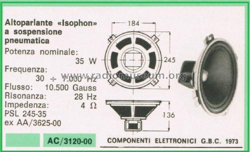 Tiefton-Lautsprecher PSL 245/35 ; Isophon, E. Fritz & (ID = 3109905) Speaker-P