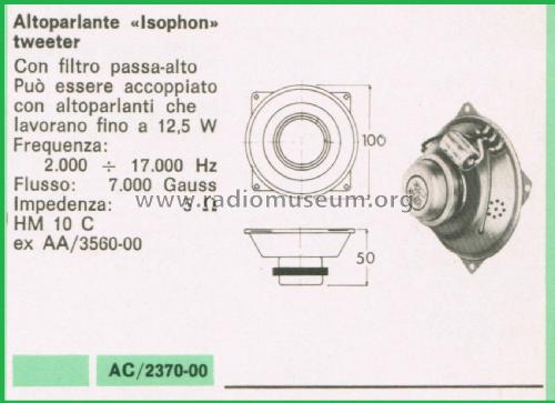 Hochton-Lautsprecher - Tweeter HM 10 C; Isophon, E. Fritz & (ID = 3106267) Speaker-P