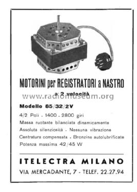 Motorino per Registratori a Nastro 85/32/2V; Itelectra; Milano (ID = 3071048) Misc