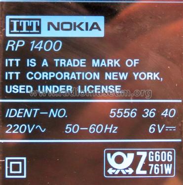 Interfunk 6 Band Radio RP 1400; ITT-Nokia trade mark (ID = 2484543) Radio