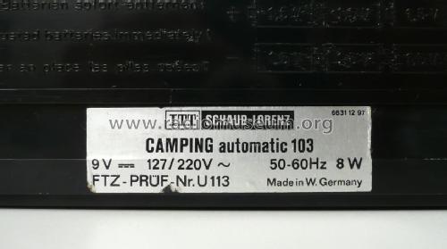 Camping automatic 103; ITT Schaub-Lorenz (ID = 802512) Radio