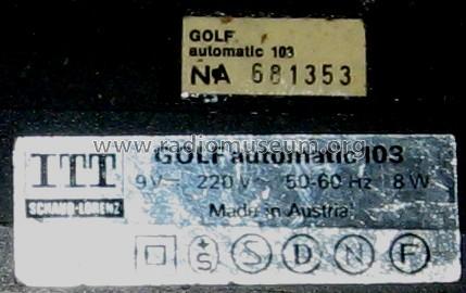 GOLF automatic 103 52140451; ITT Schaub-Lorenz (ID = 848516) Radio