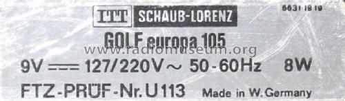 GOLF europa 105; ITT Schaub-Lorenz (ID = 542786) Radio