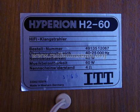 Hyperion H2-60; ITT Schaub-Lorenz (ID = 1186327) Speaker-P