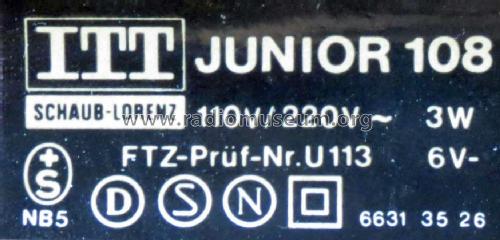 Junior 108 5233 0529, 5533 0535; ITT Schaub-Lorenz (ID = 2020851) Radio