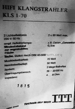 Licht-Klangstrahler KLS 1-70; ITT Schaub-Lorenz (ID = 1948143) Parleur