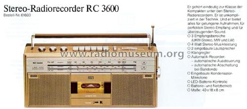 RC3600; ITT Schaub-Lorenz (ID = 2063194) Radio