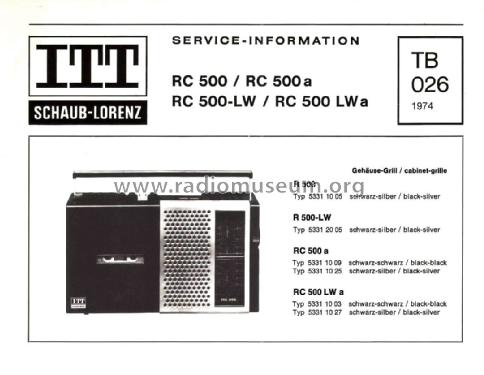 RC500LW - 5331 20 05; ITT Schaub-Lorenz (ID = 3101117) Radio