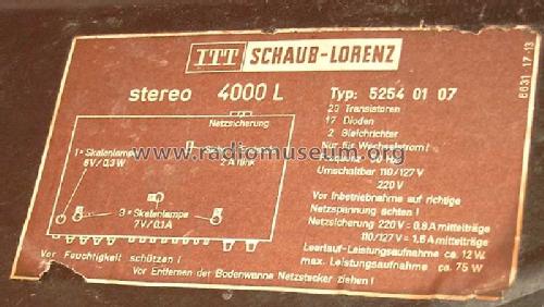 Stereo 4000L Gehäuse: 52540107; ITT Schaub-Lorenz (ID = 110561) Radio
